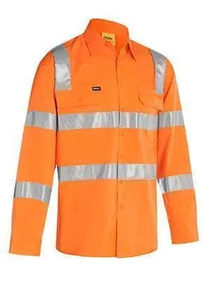 Bisley Workwear Work Wear ORANGE (BVEO) / S BISLEY WORKWEAR TAPED BIOMOTION COOL LIGHTWEIGHT HI VIS SHIRT - LONG SLEEVE BS6016T